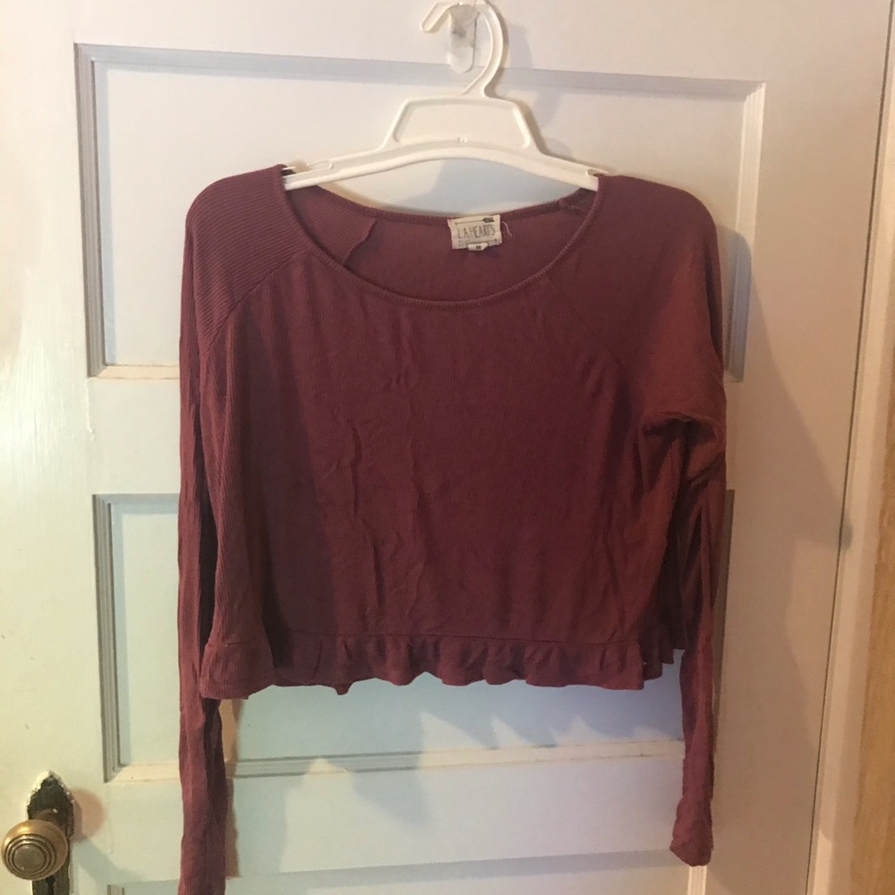 Pink LA Hearts long sleeve crop top